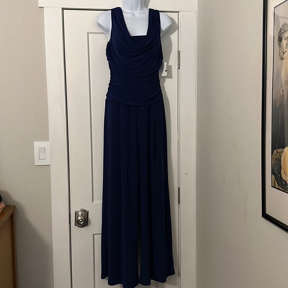 Navy blue jump suit- zip down back